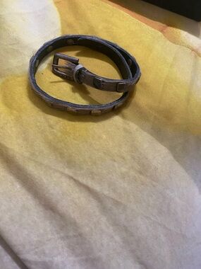 Silver-Tone Metal Leather Watch Strap Band